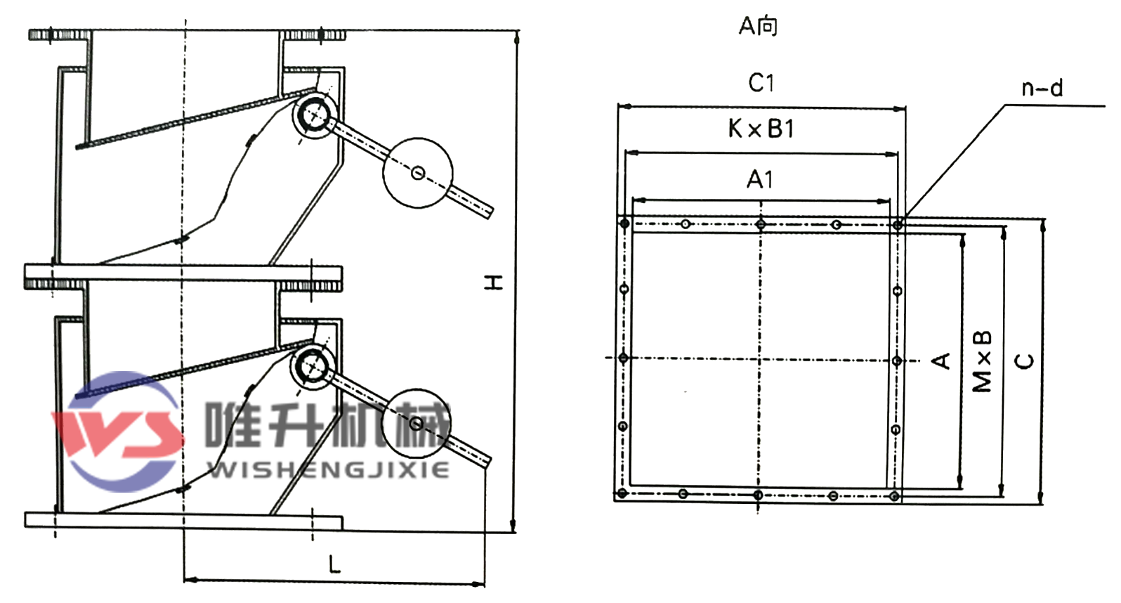 方形雙層單門(mén)重錘式鎖風(fēng)翻板閥 方形雙層單門(mén)重錘式鎖風(fēng)翻板閥